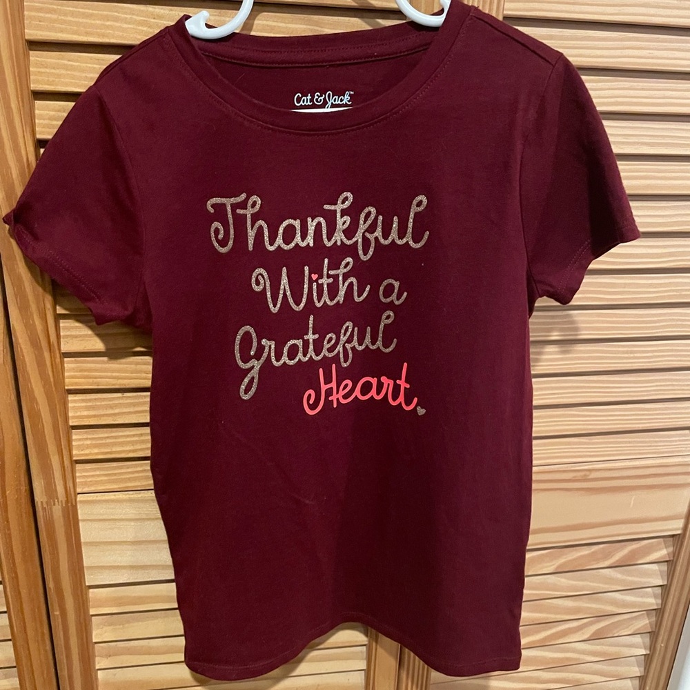 Cat & Jack Girls' 'Thankful' T-Shirt Size Small